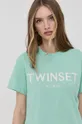 τιρκουάζ Twinset - Βαμβακερό μπλουζάκι Γυναικεία