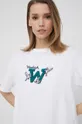 bílá Bavlněné tričko Woolrich