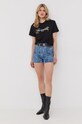 Bavlněné tričko The Kooples FTSC24034K černá SS22