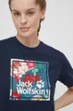 granatowy Jack Wolfskin t-shirt bawełniany