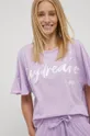 Deha t-shirt bawełniany nadruk fioletowy D63032.55402