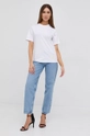 Bombažen t-shirt Victoria Beckham bela