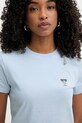 Памучна тениска Karl Lagerfeld Iconic Mini Choupette Rs Tee син 216W1730.51
