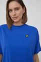 голубой Хлопковая футболка Lyle & Scott