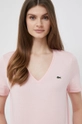 różowy Lacoste t-shirt bawełniany