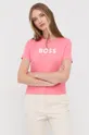 Бавовняна футболка BOSS рожевий
