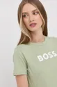 zelena Bombažna kratka majica BOSS