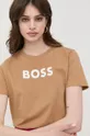 béžová Bavlnené tričko BOSS