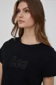 czarny Lee t-shirt bawełniany