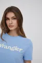 modrá Bavlnené tričko Wrangler