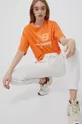 Βαμβακερό μπλουζάκι New Balance πορτοκαλί