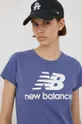 modrá Bavlnené tričko New Balance WT91546NSY