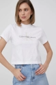 Calvin Klein Jeans bombažna majica J20J218852.PPYY bela SS22