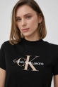 μαύρο Βαμβακερό μπλουζάκι Calvin Klein Jeans