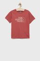 fiołkowo różowy The North Face t-shirt bawełniany dziecięcy Dziewczęcy