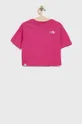 Παιδικό βαμβακερό μπλουζάκι The North Face ροζ