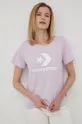 fioletowy Converse t-shirt bawełniany Damski