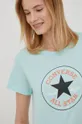 Bavlnené tričko Converse tyrkysová