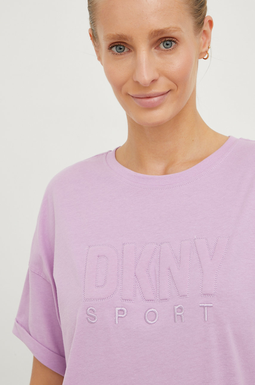fialová Bavlněné tričko Dkny