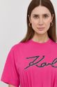 fuksja Karl Lagerfeld t-shirt bawełniany 221W1705