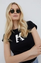 czarny Karl Lagerfeld t-shirt bawełniany KL22WTS01