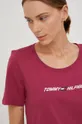 fioletowy Tommy Hilfiger t-shirt bawełniany