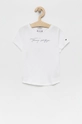 biały Tommy Hilfiger T-shirt bawełniany dziecięcy Dziewczęcy