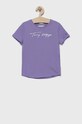 Tommy Hilfiger T-shirt bawełniany dziecięcy nadruk fioletowy KG0KG06301.PPYY