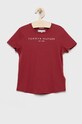 Tommy Hilfiger t-shirt bawełniany dziecięcy nadruk bordowy KG0KG05242.PPYY