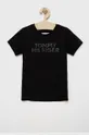 czarny Tommy Hilfiger t-shirt dziecięcy Dziewczęcy
