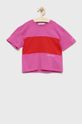 boja fuksija Dječja pamučna majica kratkih rukava Calvin Klein Jeans Za djevojčice