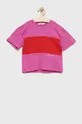 рожевий Дитяча бавовняна футболка Calvin Klein Jeans Для дівчаток