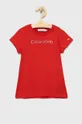 κόκκινο Παιδικό βαμβακερό μπλουζάκι Calvin Klein Jeans Για κορίτσια