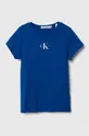 μπλε Παιδικό βαμβακερό μπλουζάκι Calvin Klein Jeans Για κορίτσια