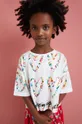 білий Дитяча бавовняна футболка Desigual Для дівчаток
