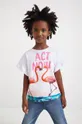 różowy Desigual t-shirt bawełniany dziecięcy 22SGTK04 Dziewczęcy