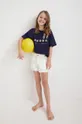mornarsko modra Otroška bombažna kratka majica Desigual Dekliški