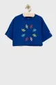 блакитний Дитяча бавовняна футболка adidas Originals HE4775 Для дівчаток