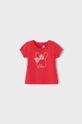 crvena Dječja pamučna majica kratkih rukava Mayoral Za djevojčice