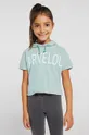 turkusowy Mayoral t-shirt bawełniany dziecięcy Dziewczęcy