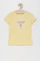 żółty Guess t-shirt dziecięcy Dziewczęcy