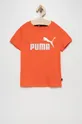 narančasta Dječja pamučna majica kratkih rukava Puma Za djevojčice
