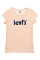 oranžna Otroška bombažna kratka majica Levi's Dekliški