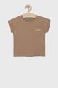 brązowy United Colors of Benetton t-shirt bawełniany dziecięcy Dziewczęcy