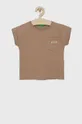 hnedá Detské bavlnené tričko United Colors of Benetton Dievčenský