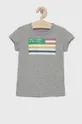 γκρί United Colors of Benetton - Παιδικό βαμβακερό μπλουζάκι Για κορίτσια