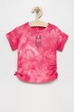 United Colors of Benetton t-shirt bawełniany dziecięcy wzorzyste różowy 3085G102X.P