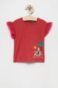 czerwony United Colors of Benetton t-shirt bawełniany dziecięcy Dziewczęcy