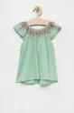 зелений Дитяча бавовняна блузка United Colors of Benetton Для дівчаток