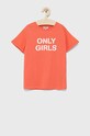 Kids Only t-shirt bawełniany dziecięcy nadruk pomarańczowy 15229871.SugarCoral